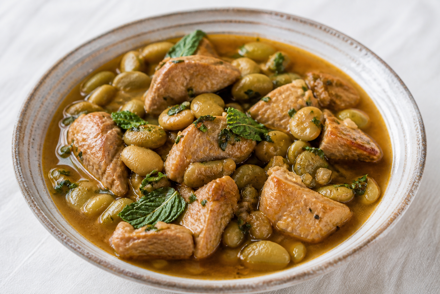 Sudado Criollo de Pavo con Pallares Tiernos, Chicha de Jora y Hierbabuena