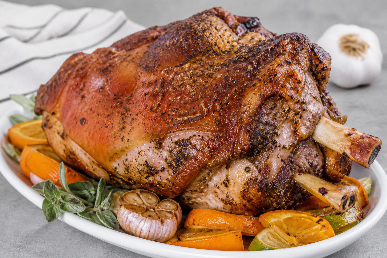 Puerto Rican Christmas Pernil with Citrus, Garlic, and Oregano Adobo