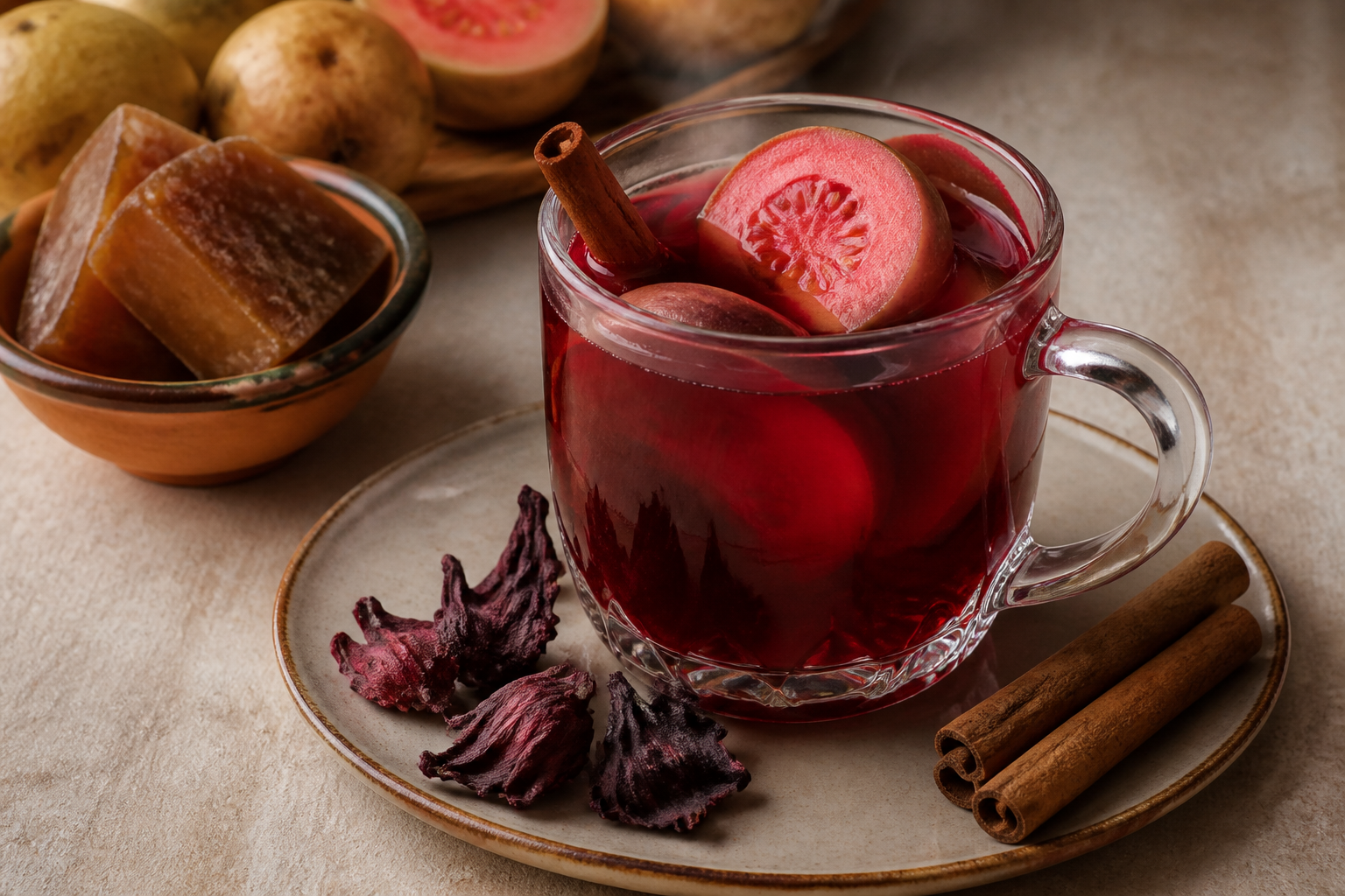 Christmas Eve Punch with Smoked Guava and Hibiscus