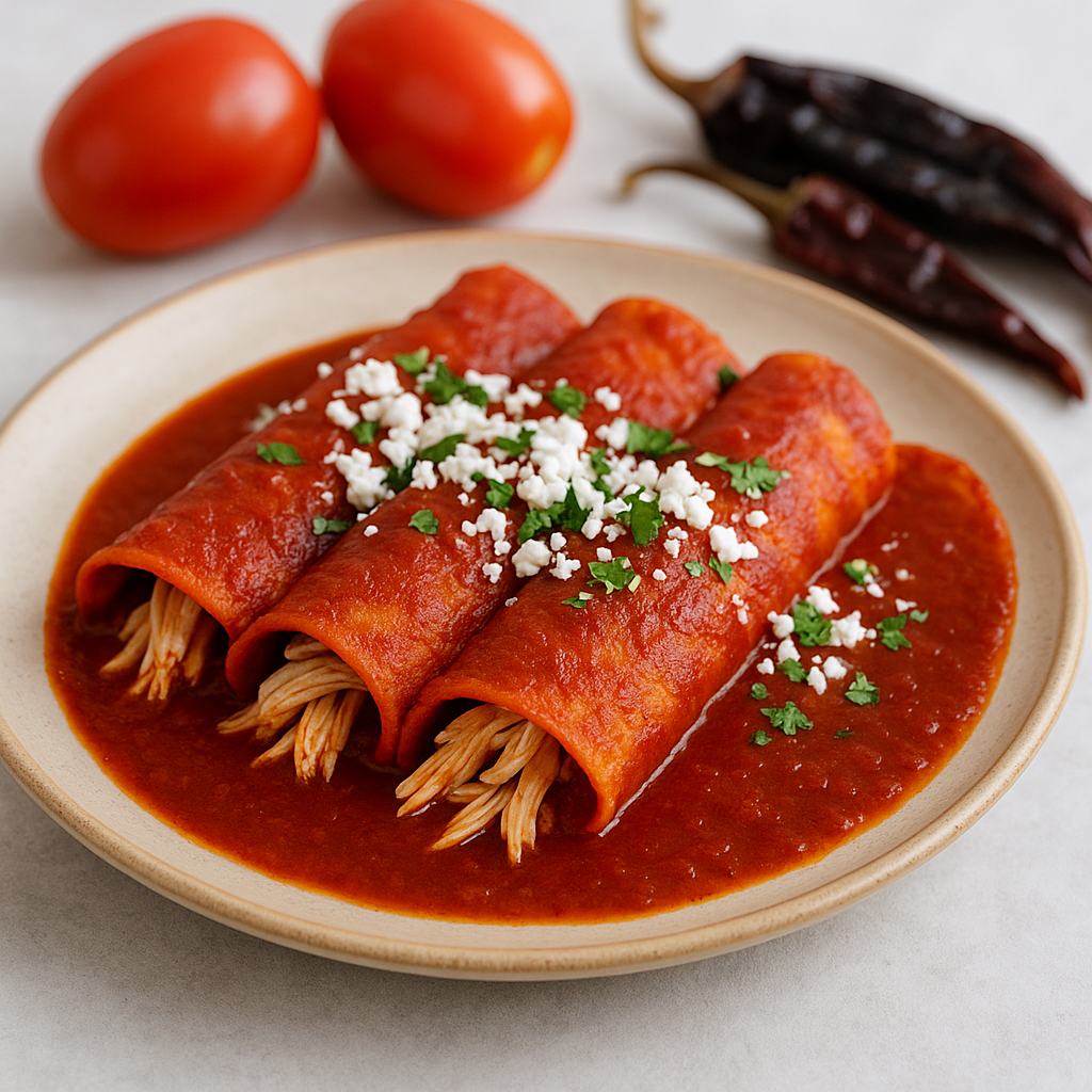 Enchiladas rojas de pollo
