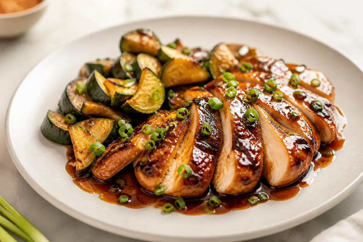 Tamarind Ginger Glazed Chicken with Roasted Zucchini