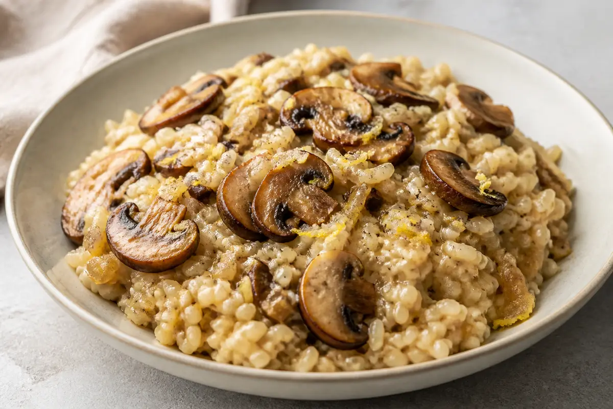 Creamy Roasted Mushroom and Lemon Rice