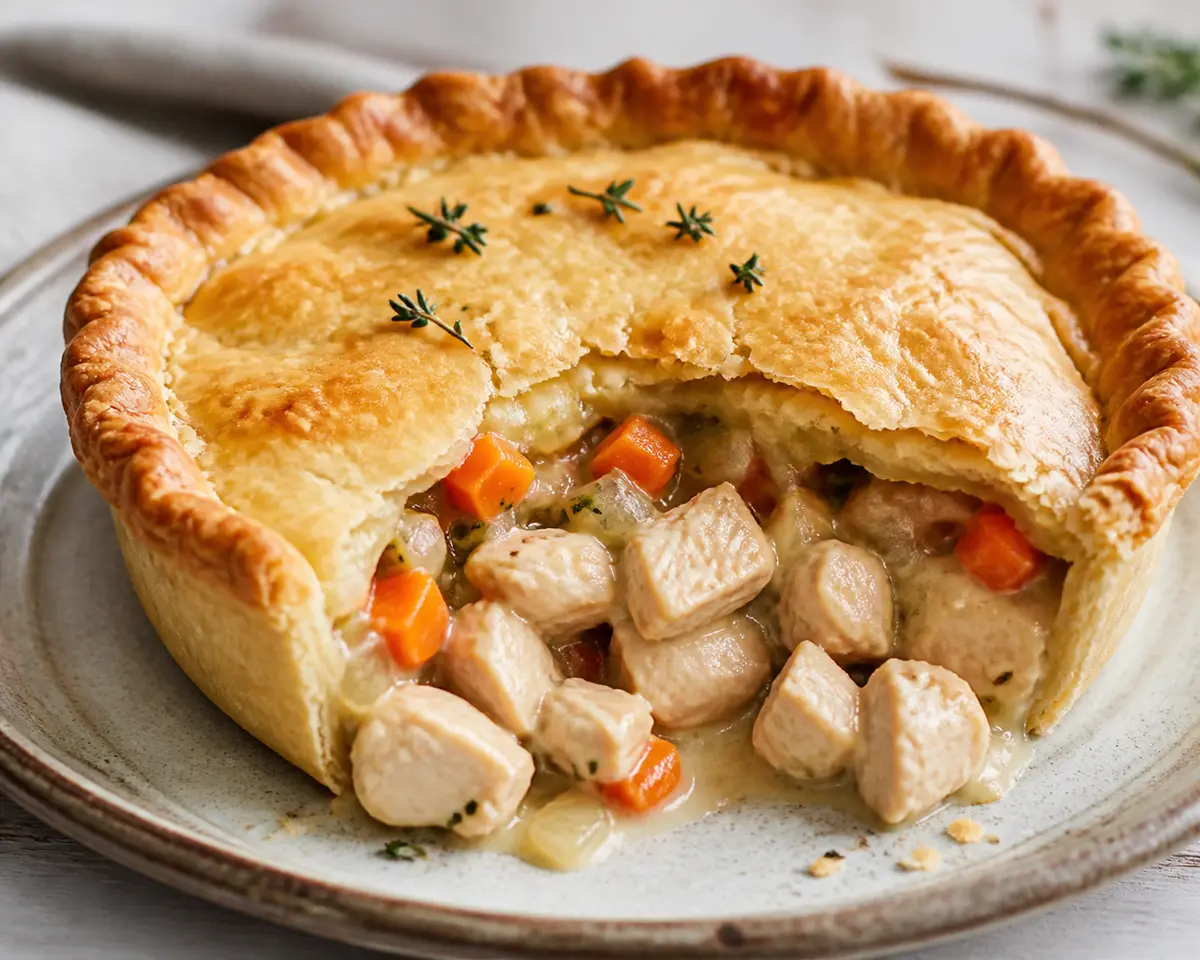 Pastel Familiar de Pollo Cremoso con Costra de Hierbas