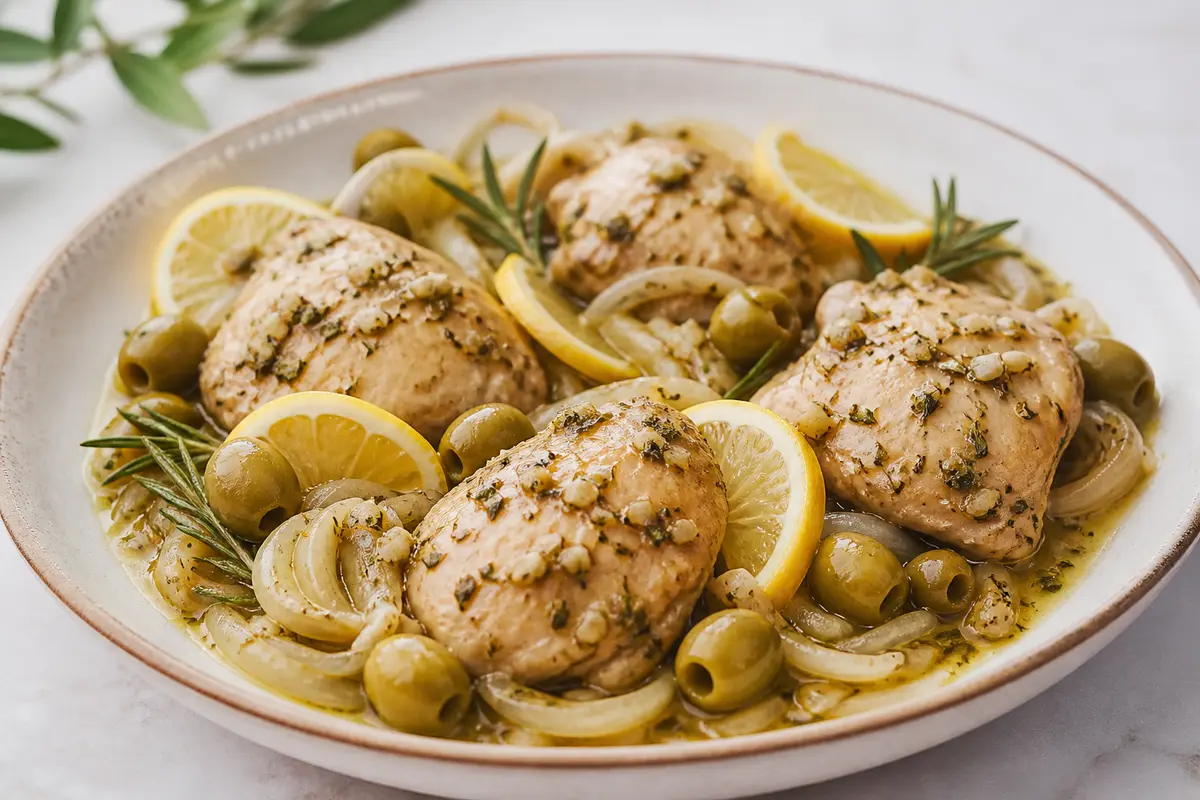 Slow Cooker Lemon Rosemary Chicken with Green Olives