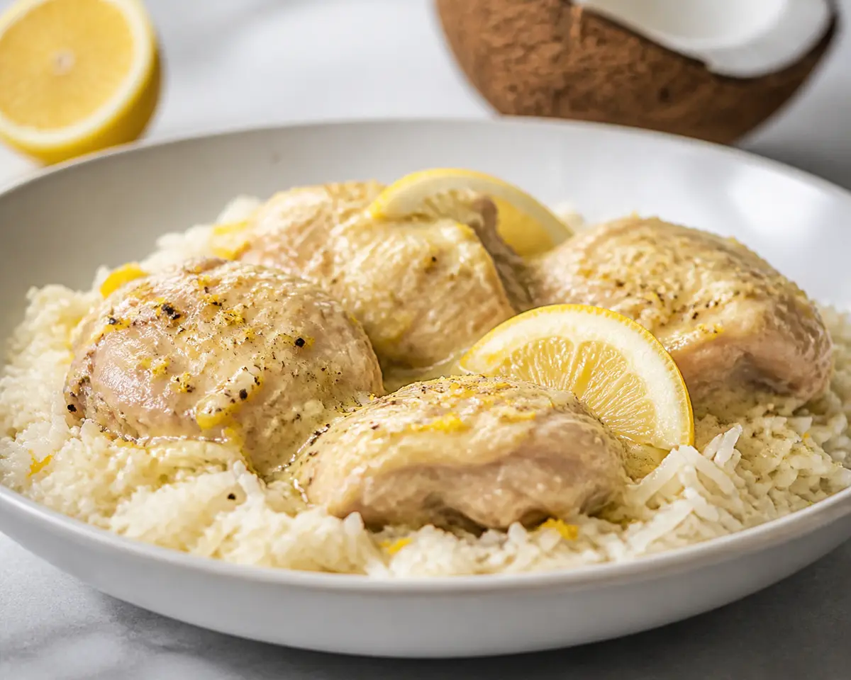 Instant Pot Lemon Coconut Chicken with Jasmine Rice