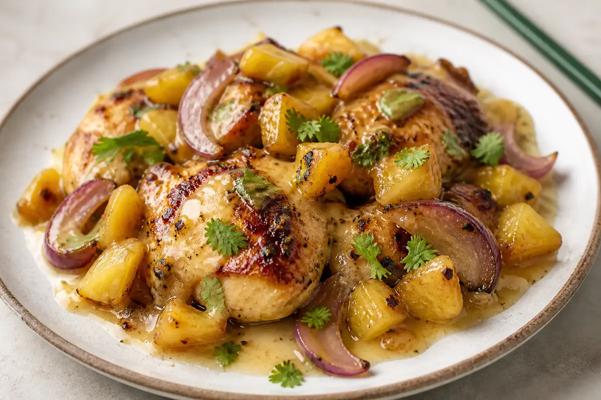 Caribbean Pineapple-Coconut Lime Glazed Chicken