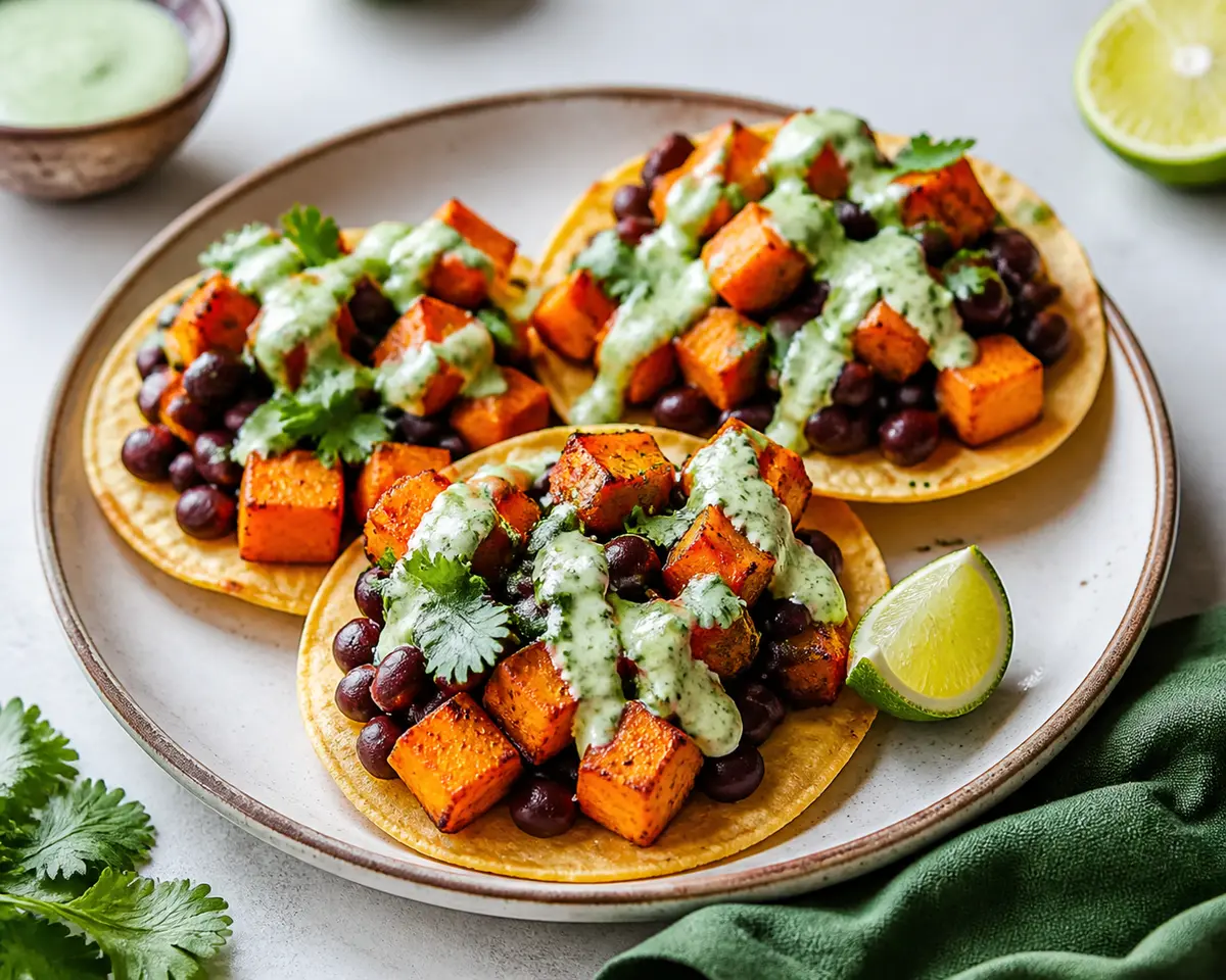 Tostadas de Camote Asado con Frijoles Ahumados y Crema de Limón