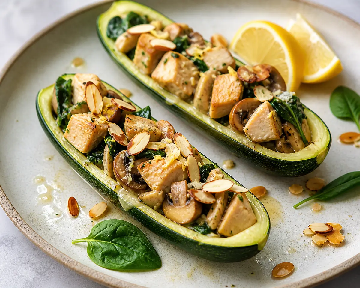 Zucchini Boats with Lemon Chicken and Almond