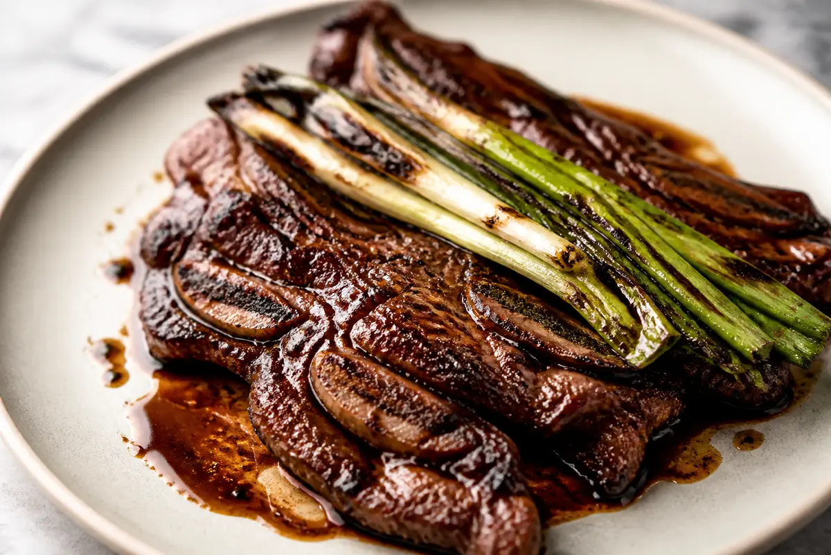 Grilled Short Ribs with Coffee, Cocoa, and Charred Scallions