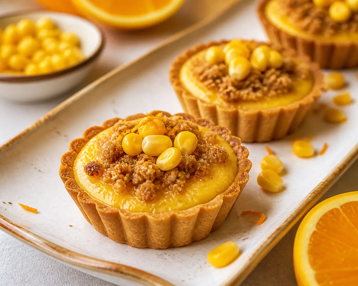 Tartaletas Tibias de Maíz Dulce y Naranja con Crumble de Canela