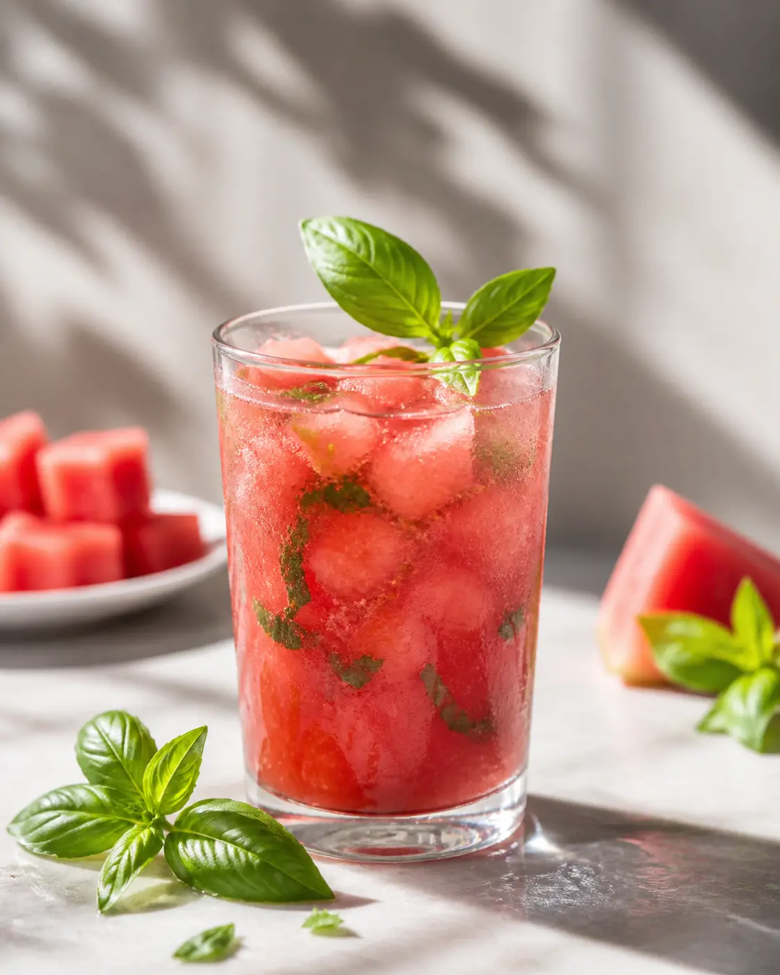 Refresco Espumoso de Sandía Asada y Albahaca
