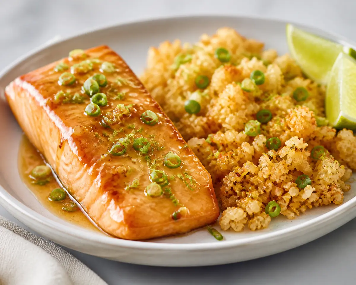 Coconut Lime Glazed Salmon with Crispy Rice