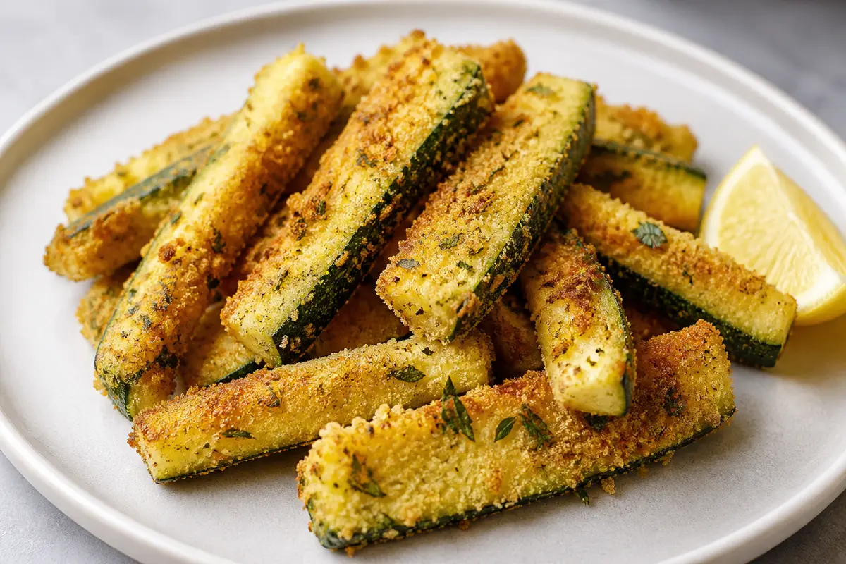 Bastones de Calabacín en Air Fryer con Costra de Almendra, Limón y Hierbas