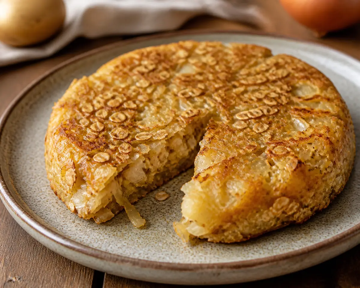 Skillet Potato, Onion and Oat Cake