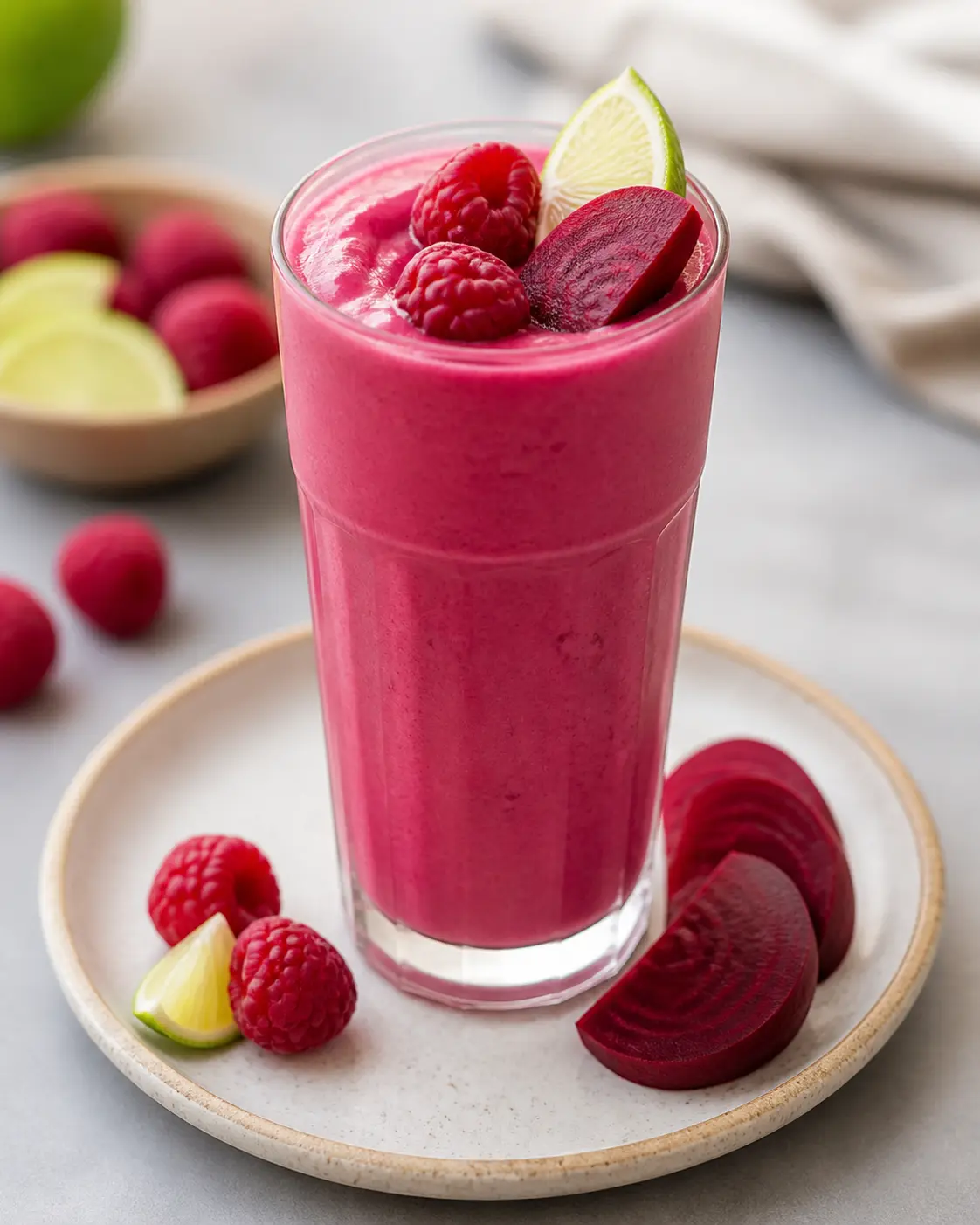 Ruby Beet, Raspberry and Lime Smoothie