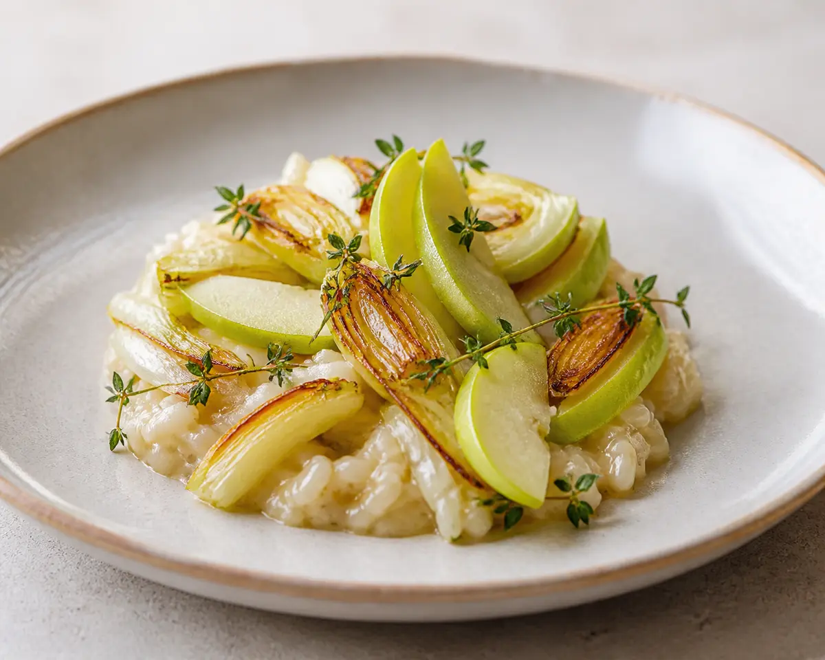 Creamy Rice with Roasted Leek, Green Apple and Thyme