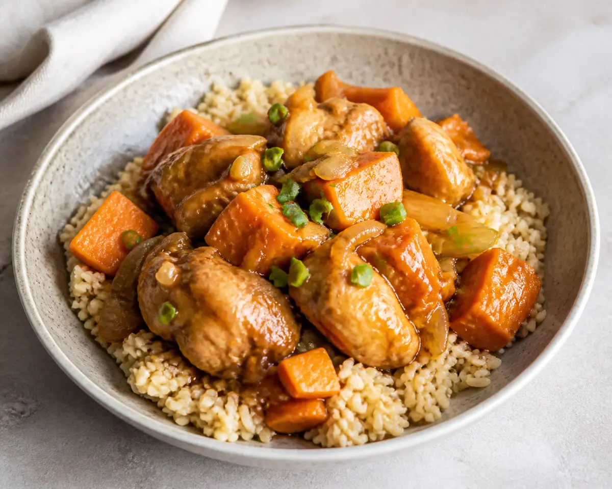 Pollo al Tamarindo con Boniato y Arroz Integral en Instant Pot