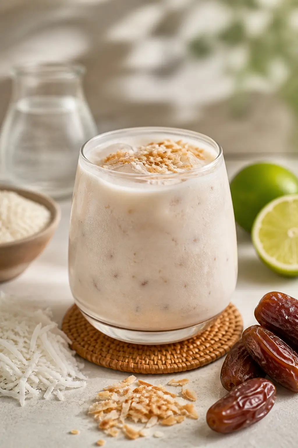Iced Toasted Coconut, Date and Lime Horchata