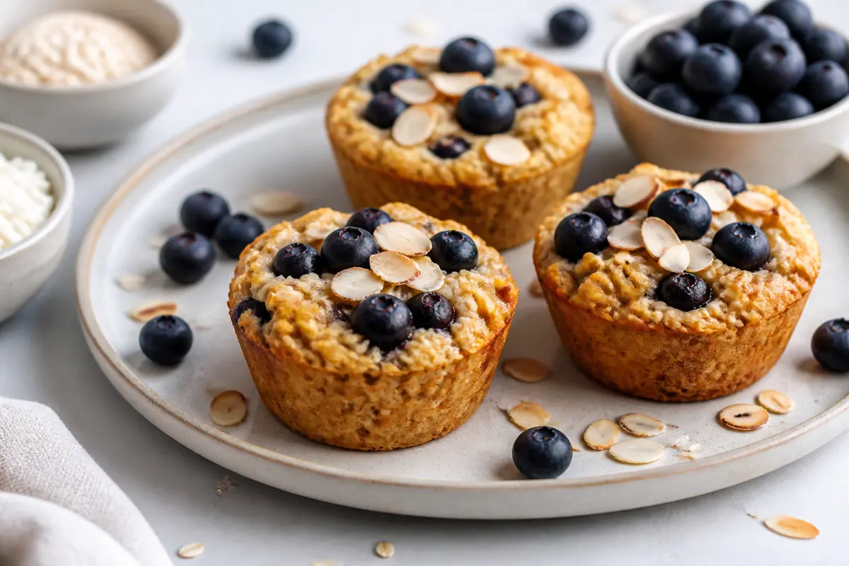 Cazuelitas de Avena al Horno con Ricotta, Arándanos y Crujiente de Almendra