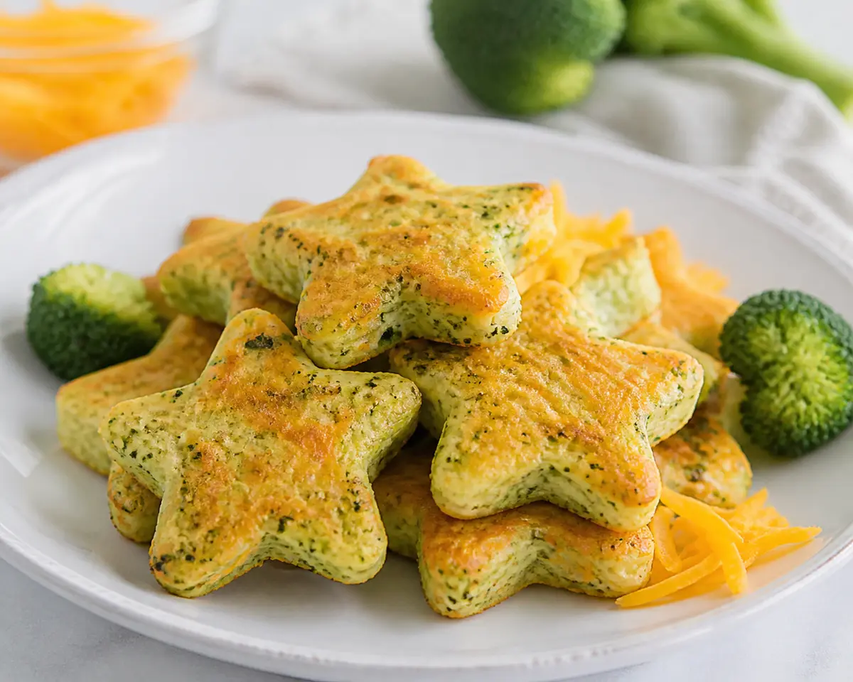 Broccoli and Cheese Star Mini Pancakes