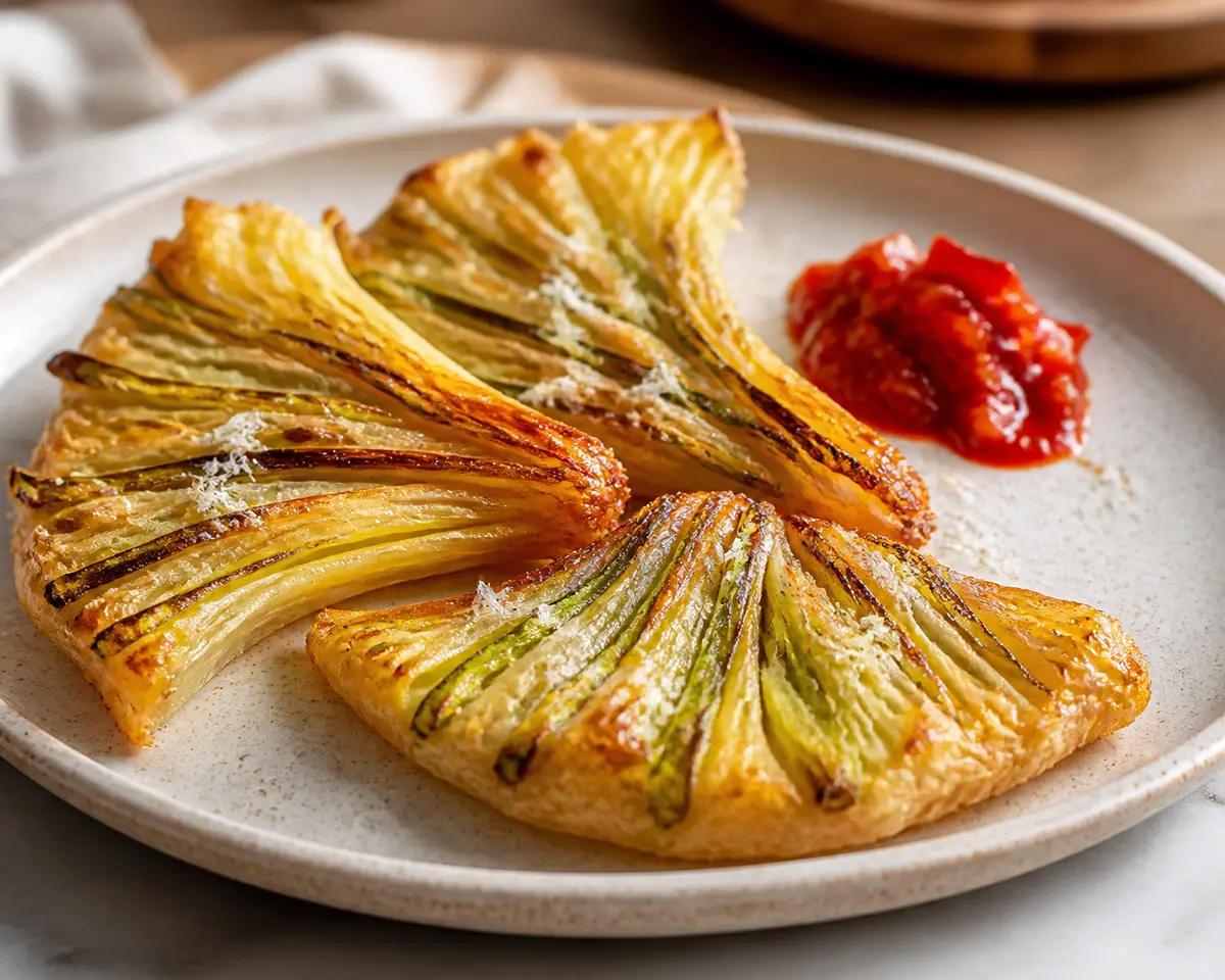 Crispy Leek and Cheese Fans with Quick Tomato Pepper Jam