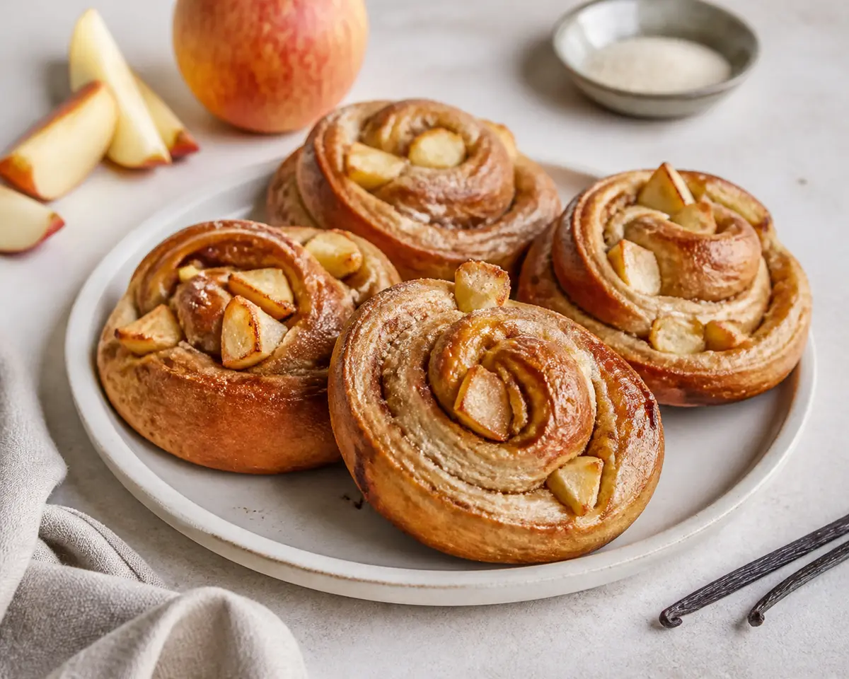 Bollos Espiral de Manzana Asada, Centeno y Vainilla