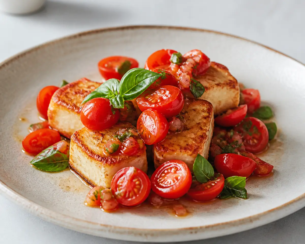 Crocantes de Halloumi con Compota Rápida de Tomate Cherry y Albahaca
