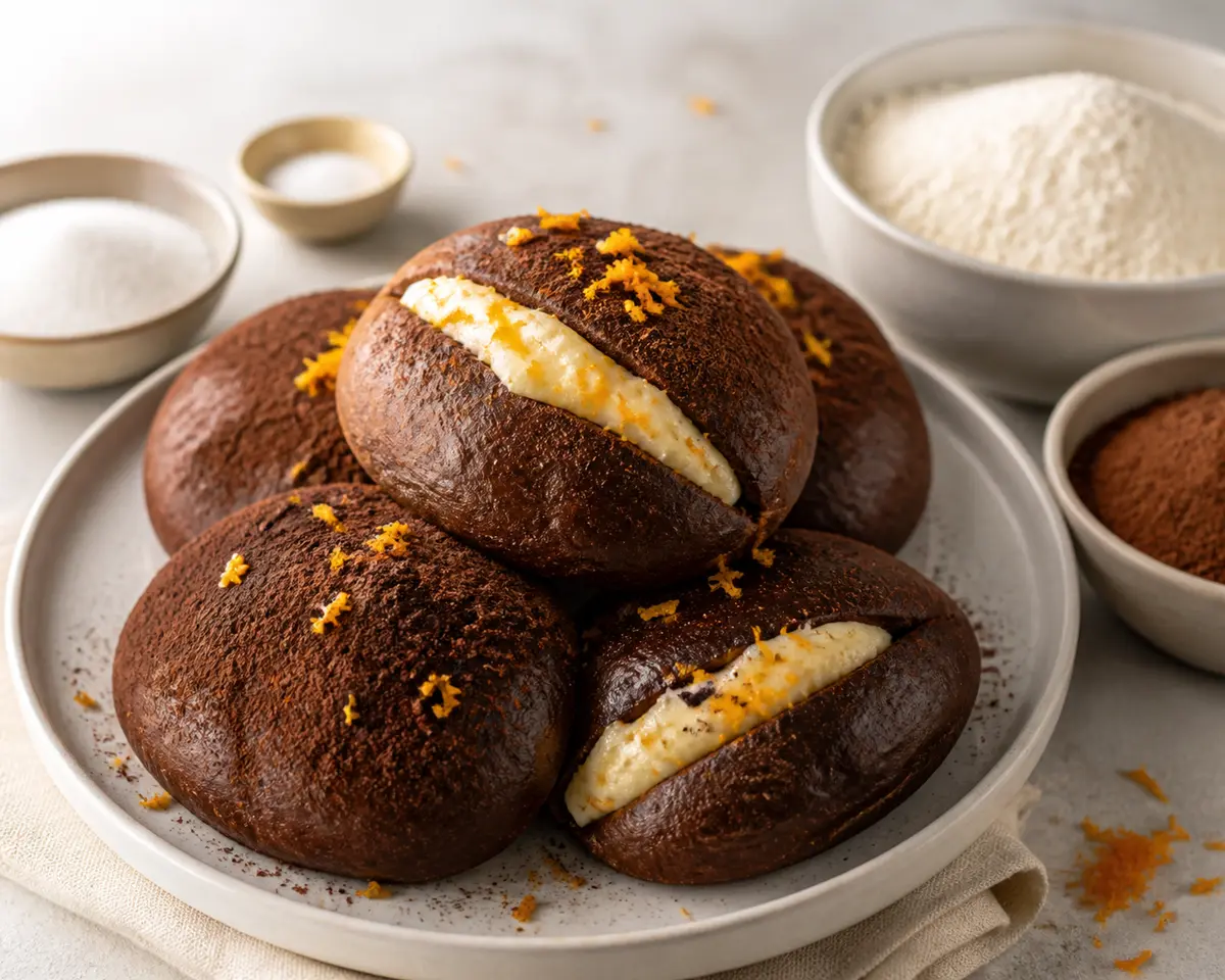 Panecillos de Cacao, Naranja y Queso Cremoso