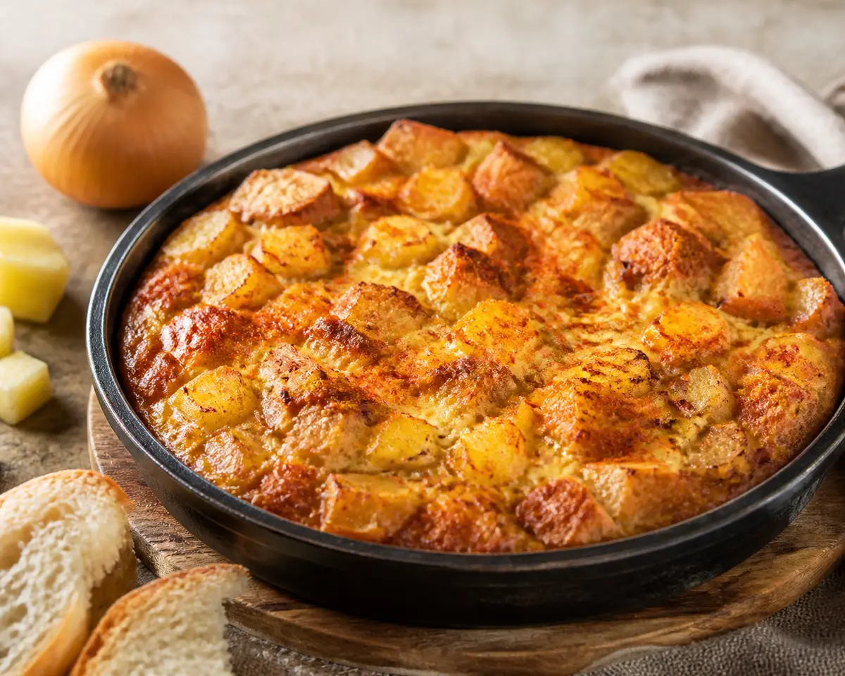 Rustic Bread, Potato and Onion Skillet Pie with Paprika Crust