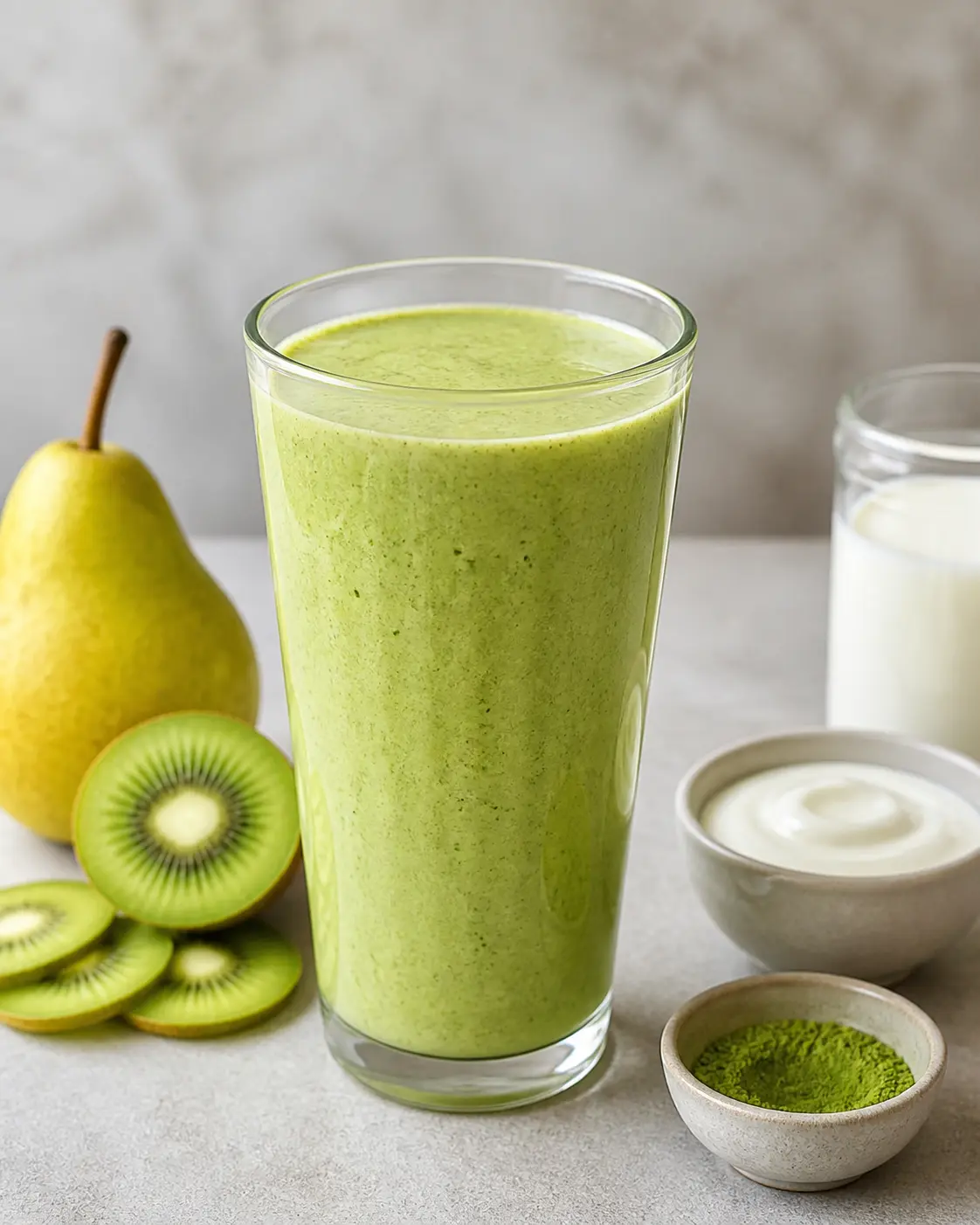 Emerald Kiwi, Pear and Matcha Smoothie