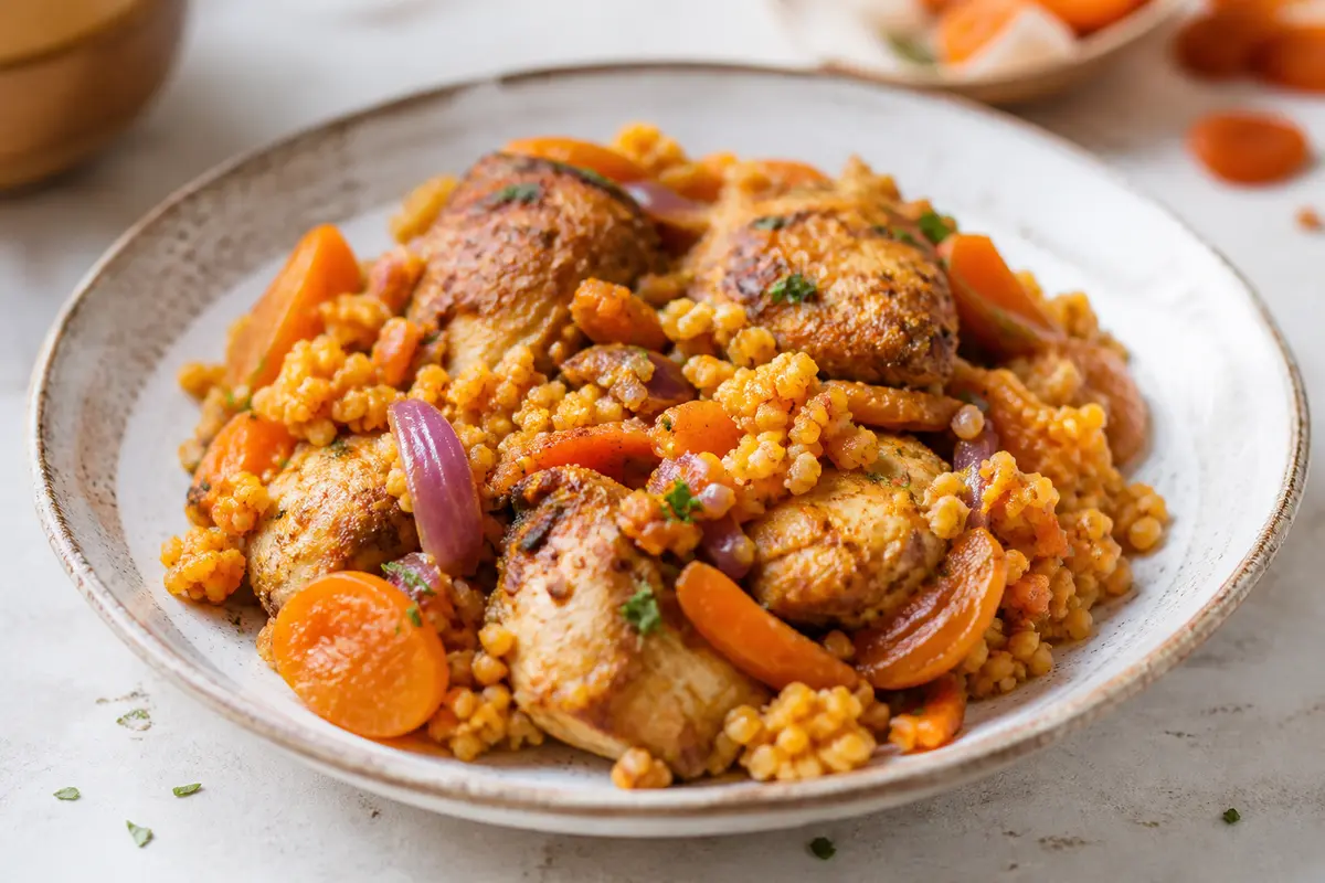 Spiced Chicken with Apricots, Carrots and Bulgur in the Instant Pot