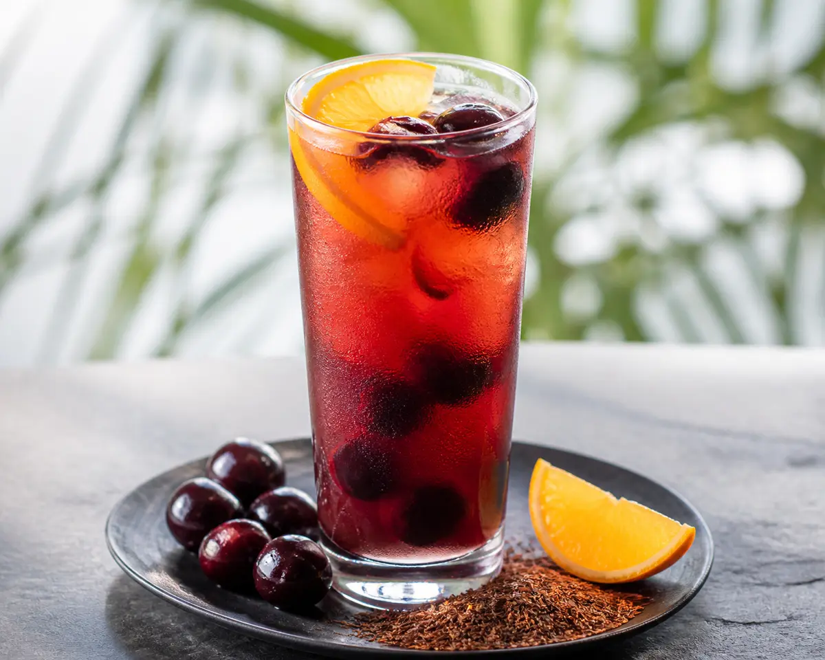 Chilled black cherry, rooibos and citrus vanilla cooler