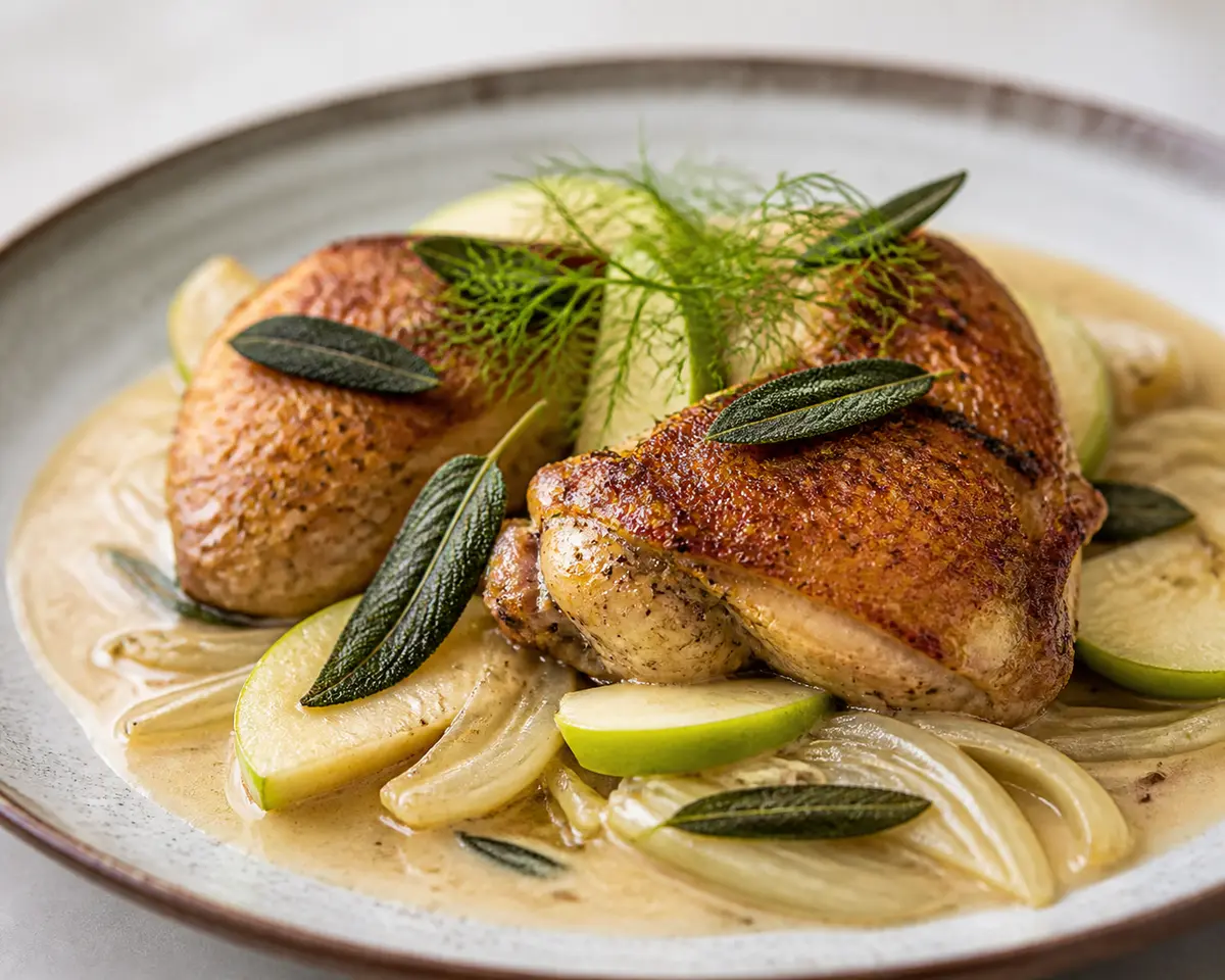 Golden Chicken with Fennel, Green Apple and Creamy Cider Sage Sauce