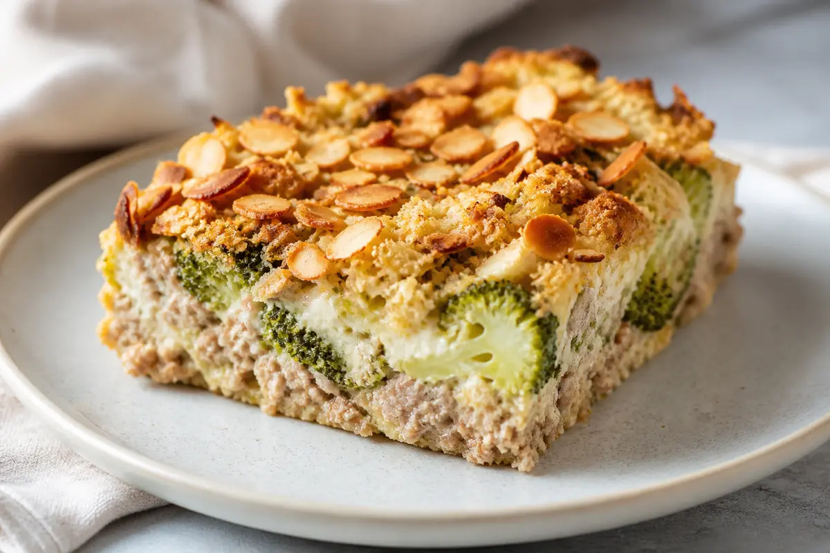 Pastel Rústico de Pavo, Requesón y Brócoli con Costra de Almendra