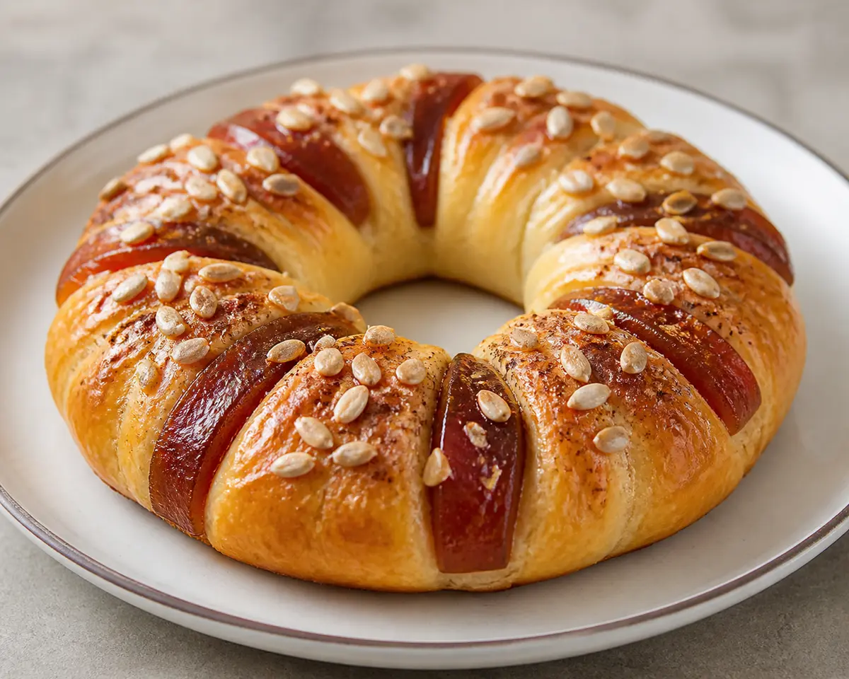 Soft Butter Ring with Quince Paste, Cinnamon and Sunflower Seeds