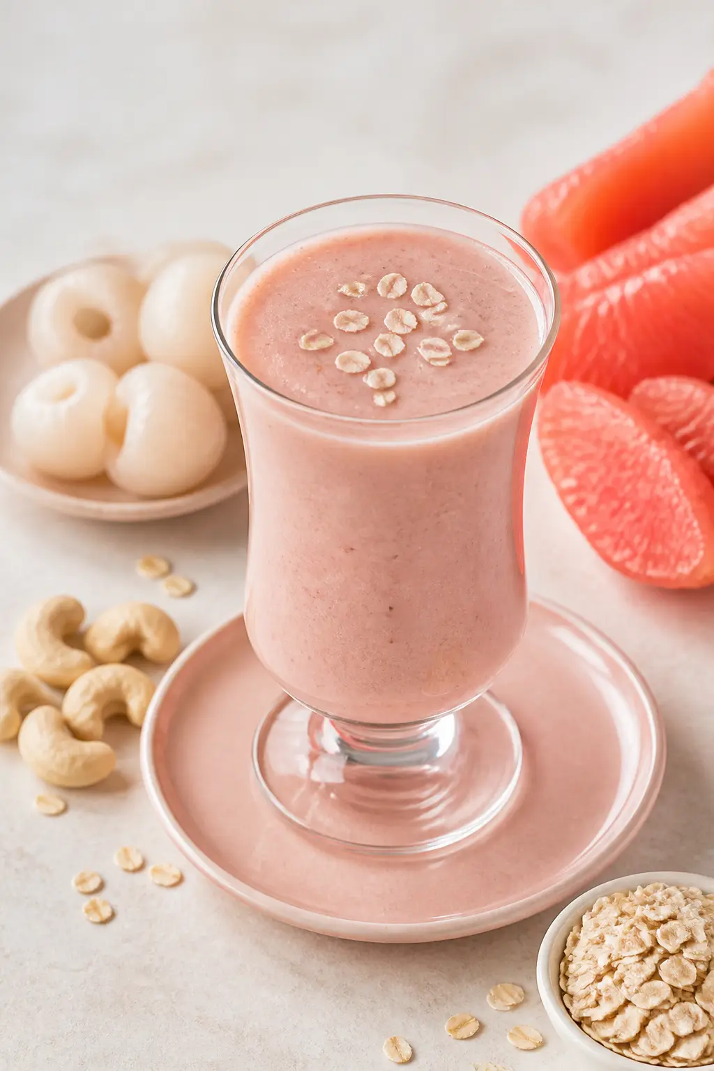 Pink Breeze Smoothie with Grapefruit, Lychee and Cashew