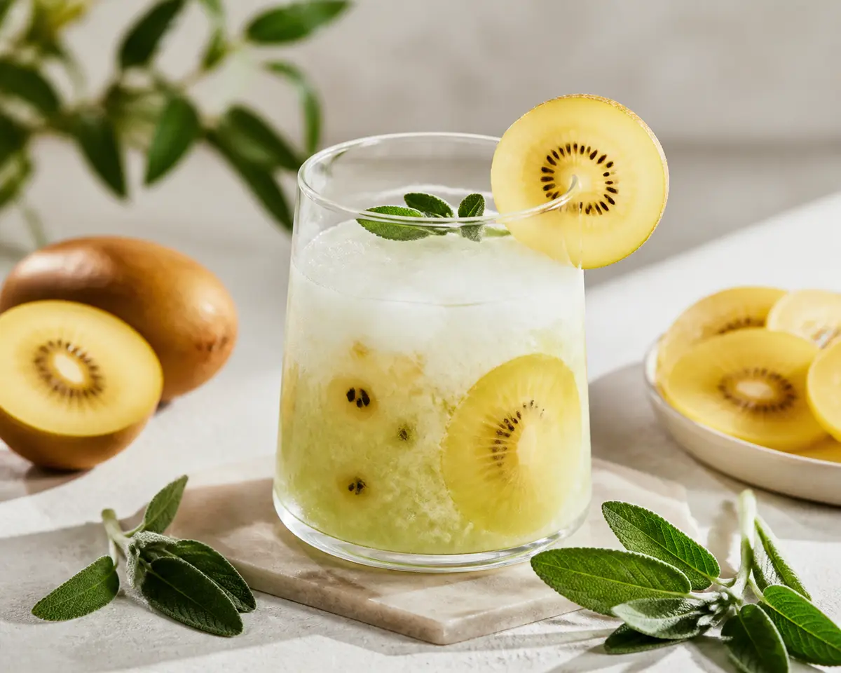 Chilled Golden Kiwi, Lime Kefir and Sage Refresher