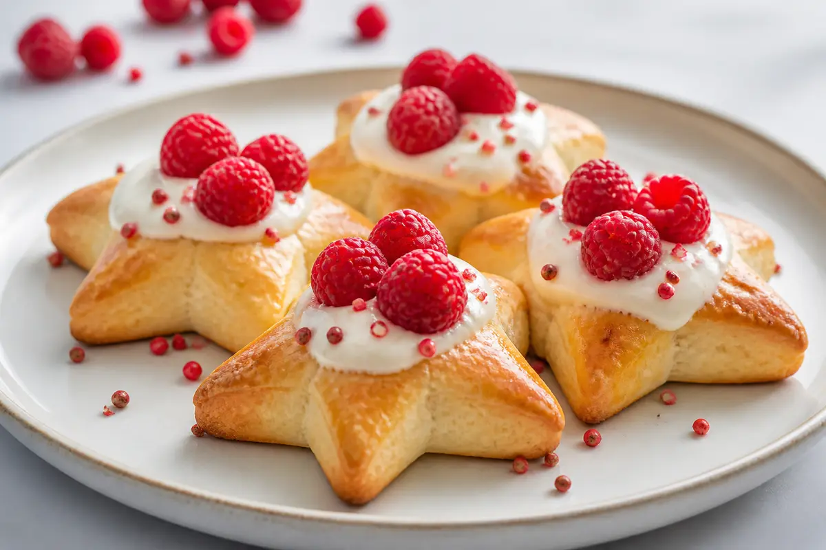 Star Buns with Yogurt, Raspberry and Pink Peppercorn