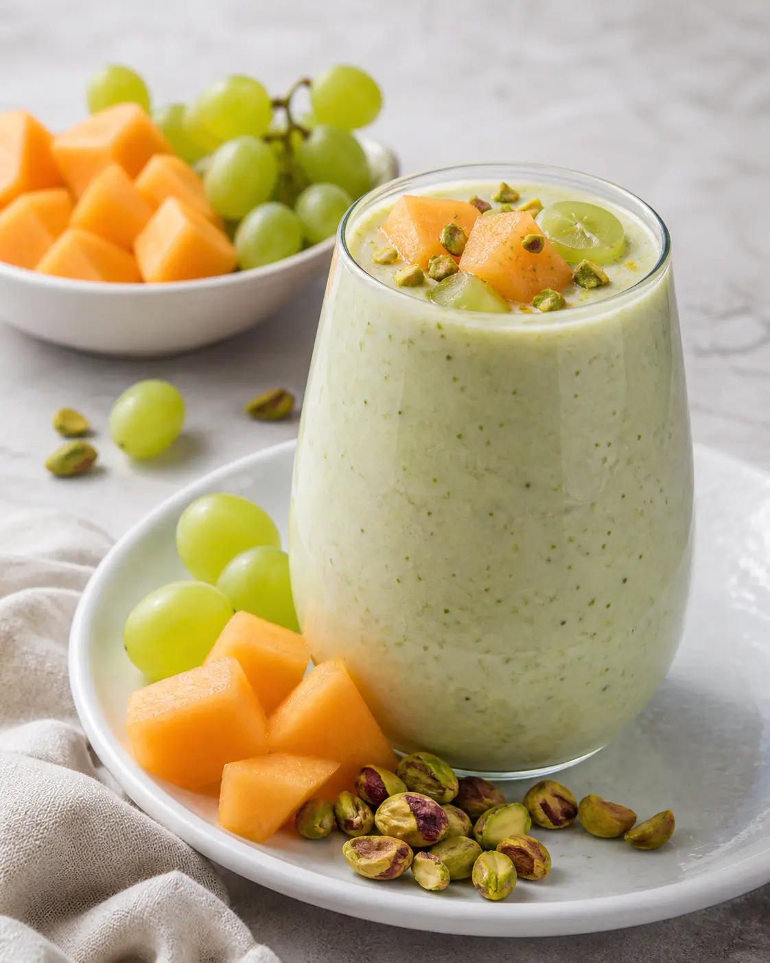 Pearlescent Melon, Green Grape and Pistachio Smoothie