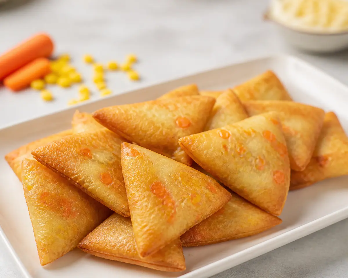 Minitriángulos Alegres de Queso, Maíz y Zanahoria