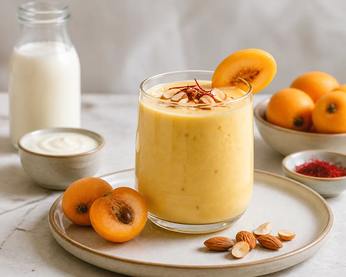 Batido Brisa Dorada de Níspero, Kéfir y Azafrán