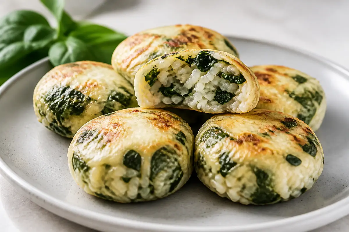 Tender Rice, Cheese and Spinach Moons