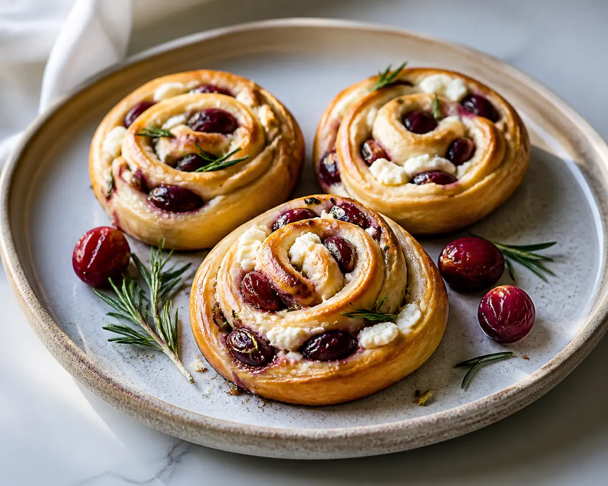 Goat Cheese, Roasted Grape and Rosemary Swirls