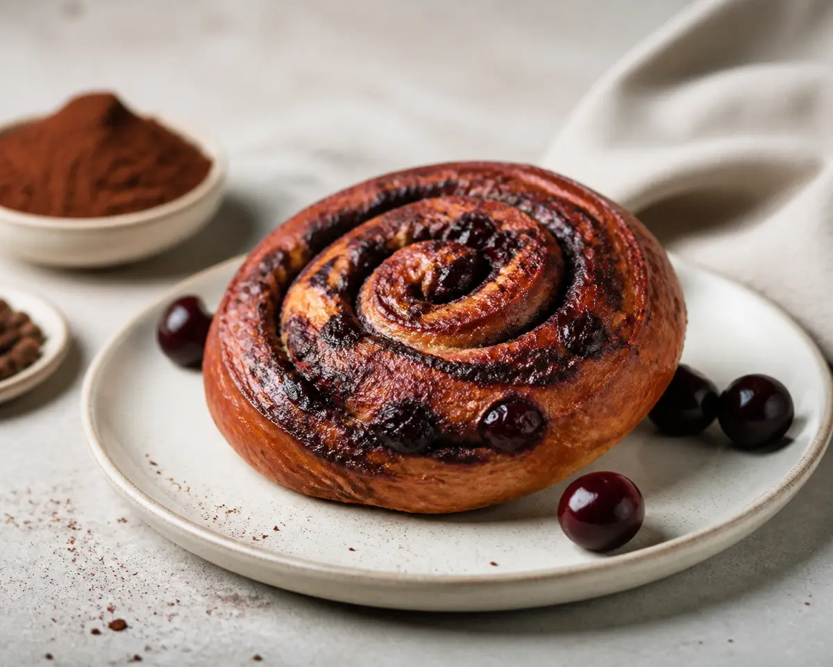 Espirales de Brioche con Cereza Negra, Cacao y Pimienta de Jamaica