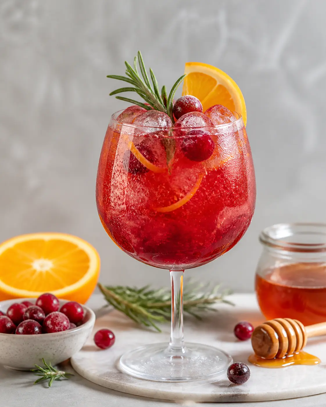 Cranberry Orange Rosemary Fresh Drink with Honey