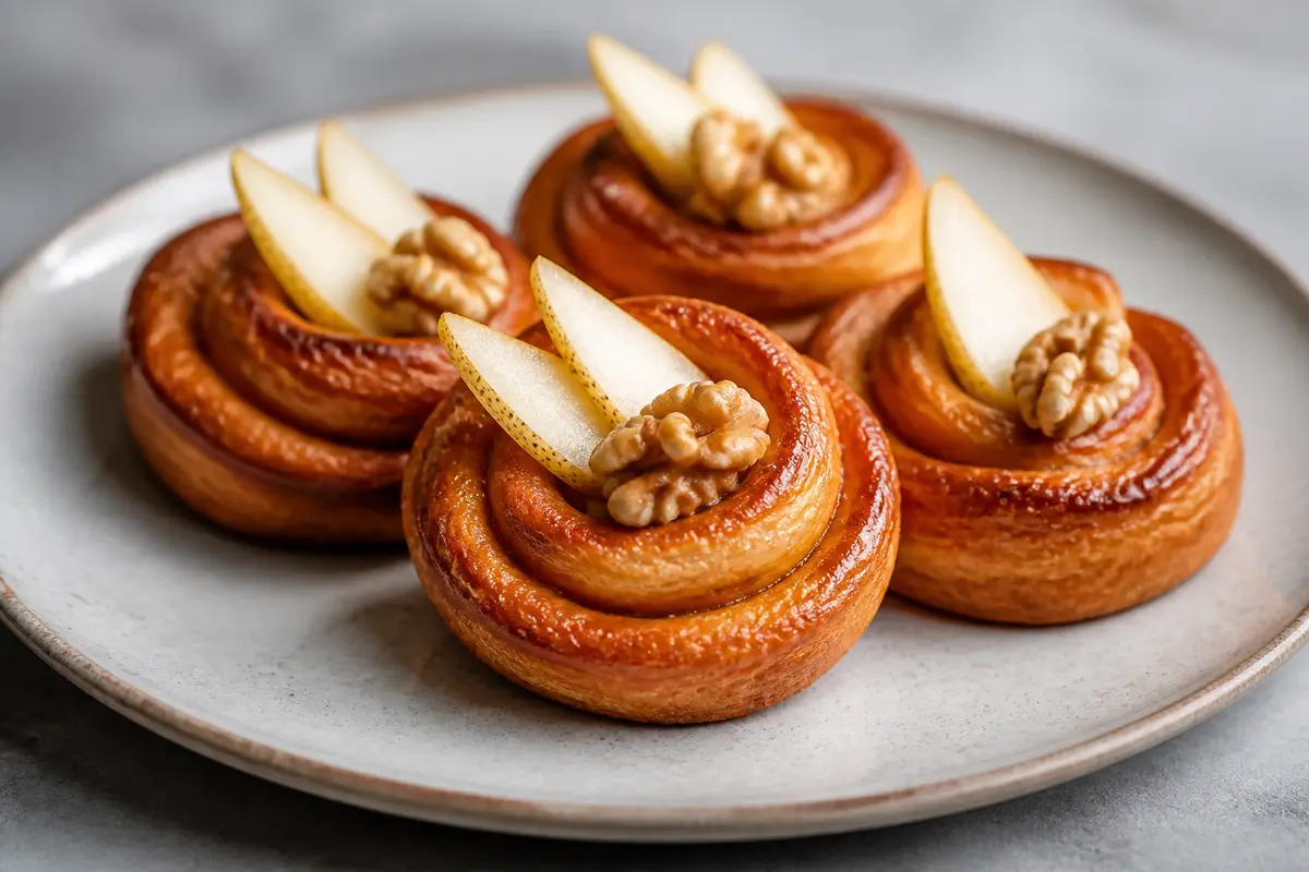 Rosetas de Panadería con Mantequilla de Miso, Pera y Nueces