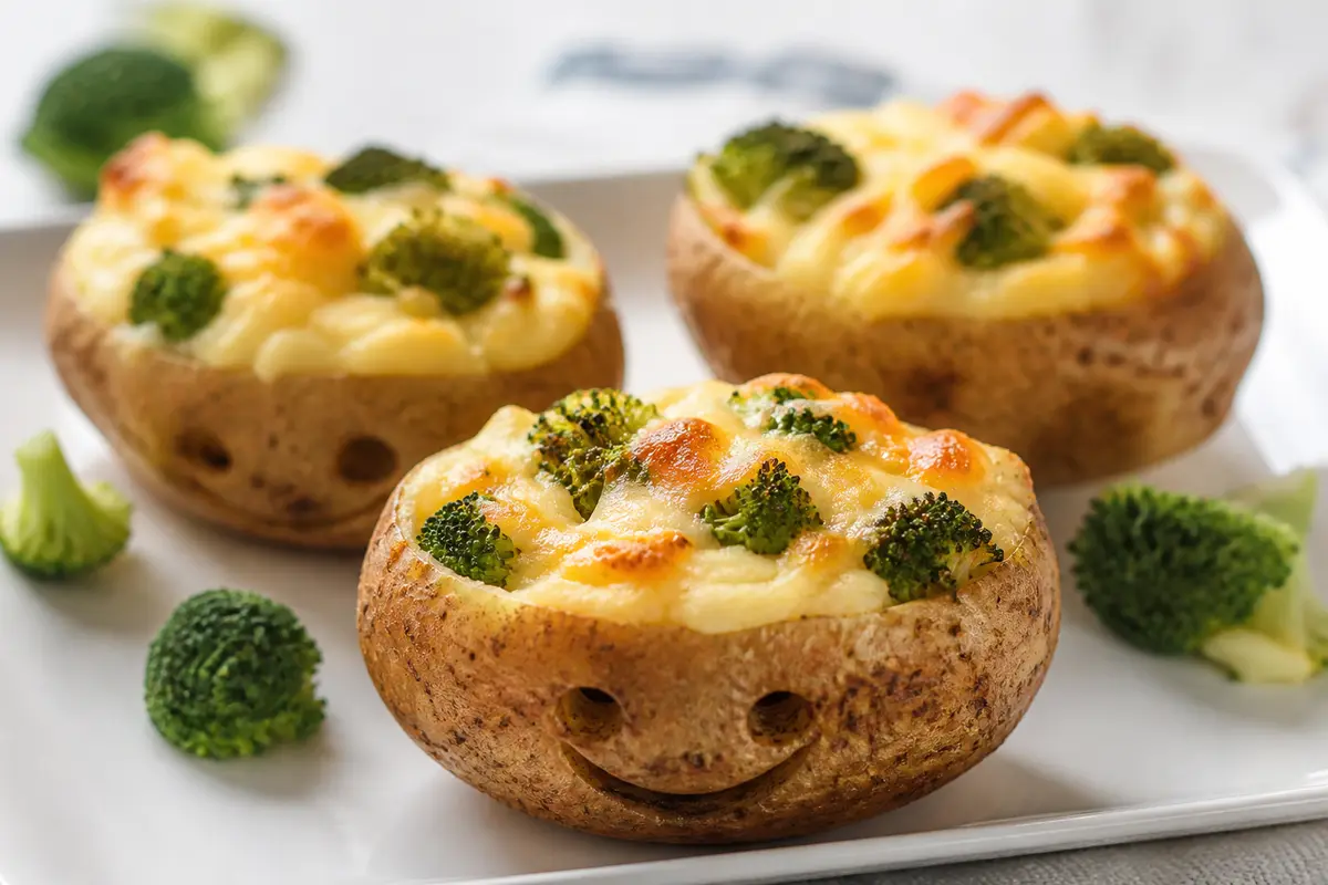 Barquitas Sonrientes de Papa, Brócoli y Queso