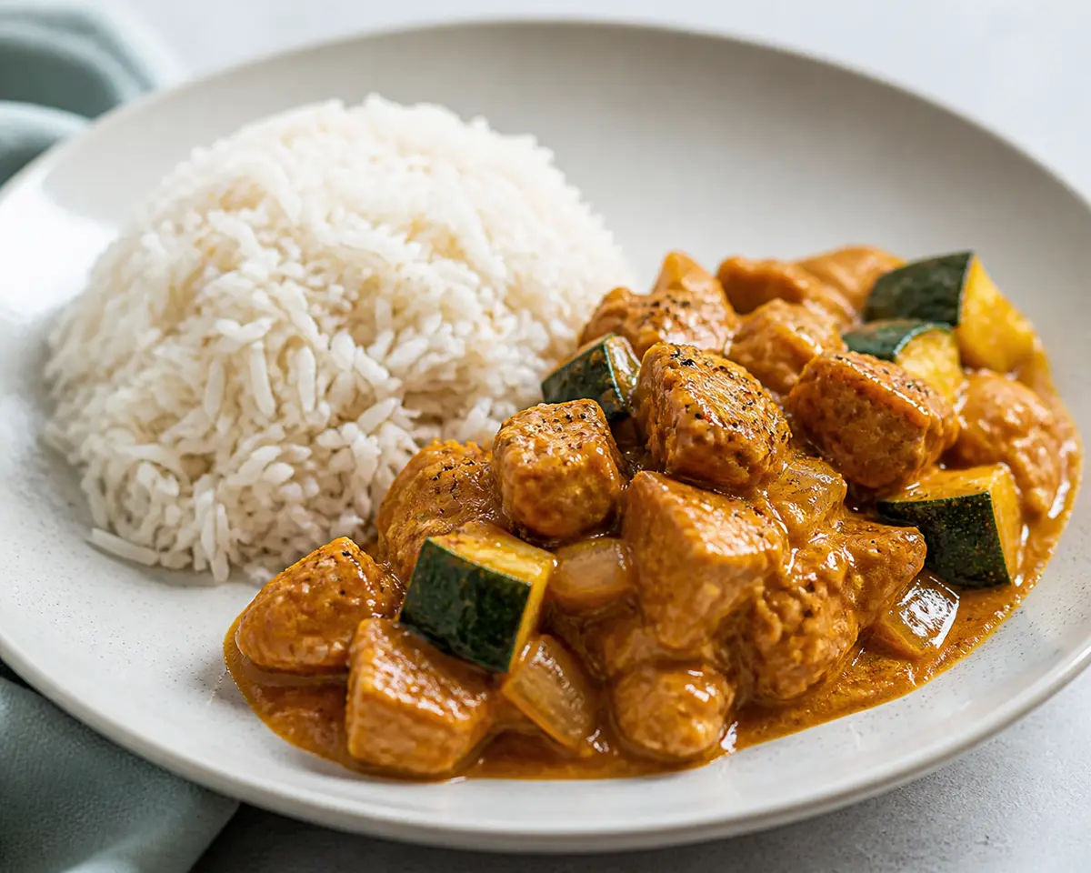Instant Pot de pavo al mole de cacahuete suave con arroz y calabacín