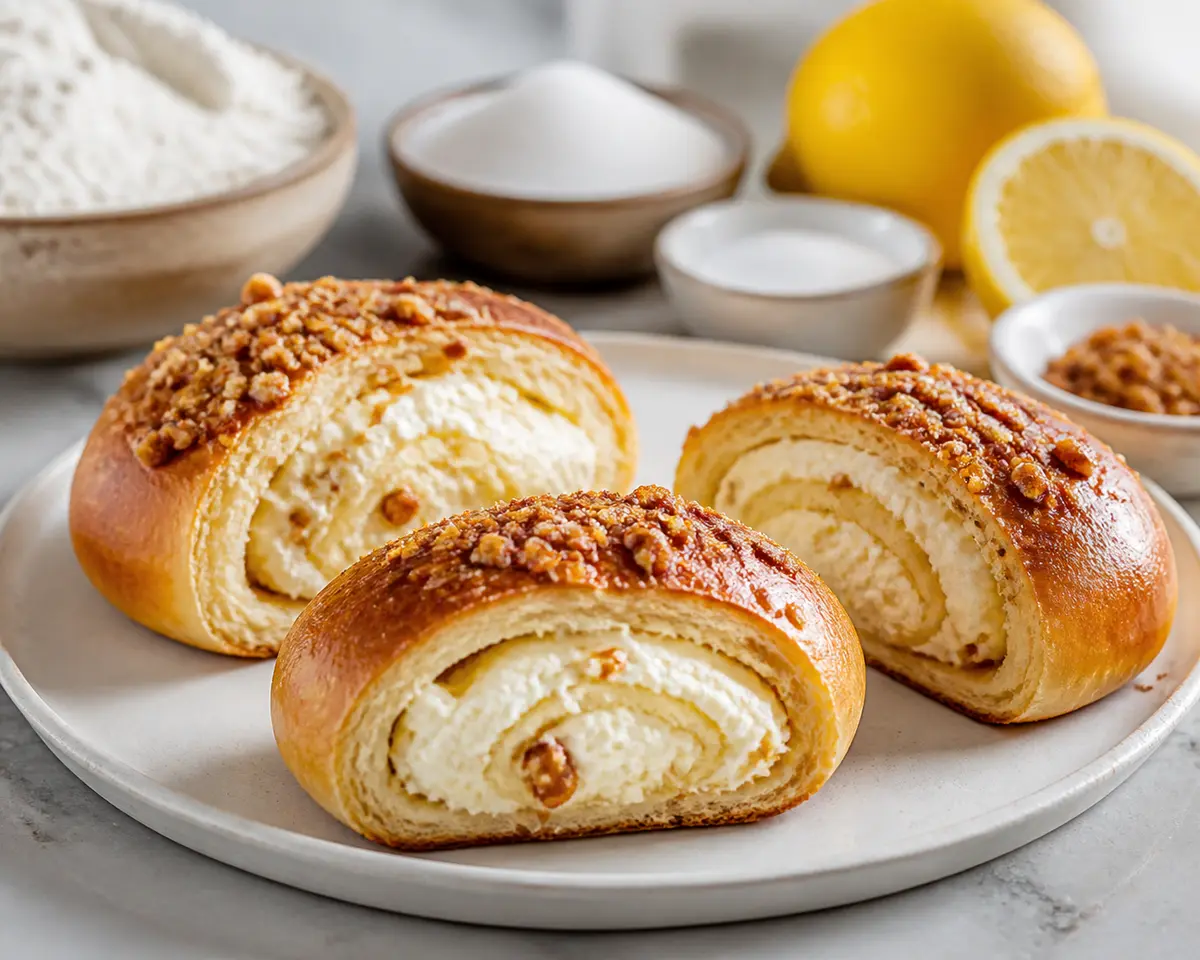 Rollos de Panadería con Ricotta, Limón y Almendra Praliné