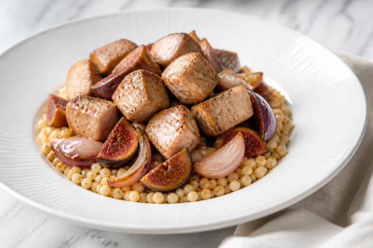 Instant Pot Pork with Figs, Shallots, Sherry Vinegar and Pearl Couscous